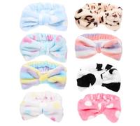 8 Pièces Bandeau de Lavage pour Femme en Coral Fleece, Style Chic | Kit Maquillage, Cheveux Dégagés du Visage, sans Nouer, Design Élégant, Forme Vive