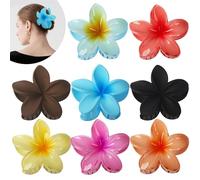 8 PièCes Barettes Cheveux Fille Femme Fleur, Ensemble 3 Pièces Format Mat (Noir, Marron et Bleu ciel), Pince à Griffes Fleur Antidérapante, Forte Adhérence, les Décoratifs pour les Filles (8 Couleu)