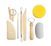 8 Pièces Bois Outils Sculpture Argile, Outils Artisanat Poterie Kit, Ensemble Outils Modelage Argile, Outils Modélisation Poterie, pour Poterie Sculpture Céramique Argile Découpe