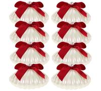 8 Pièces Boîte à Bonbons Coquillage Mariage Rouge, Plastique | Présentation de Douceurs, Format Portable, Style Élégant et Romantique, pour Noces et Occasions Spéciales