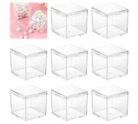 8 Pièces Boite Carrée Transparente avec Couvercle, 5,5 x 5,5 x 5,5 cm | Petite Boîte Carrée en Acrylique, Boîte de Rangement pour Organiser Bijoux, Bonbons, Figurine