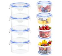 8 Pièces Boîte Plastique Alimentaire avec Couvercle Ronde, Réutilisable Boîtes Hermétiques Alimentaires, Petite Boîte Conservation pour le Sauce, le Yaourt, Micro-ondes Réfrigérateur Sécurité