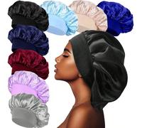 8 pièces Bonnets pour femmes : Bonnets en satin extensible de couleur unie pour dormir, les loisirs et le port quotidien - Protection des cheveux confortable et respirante Taille UniquegraphiquePolyes