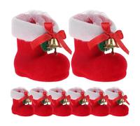 8 Pièces Bottes de Noël en Bonbons Mini Rouge, Décoration | Pendentif à Suspendre, Forme Botte, Flocage Doux, pour Friandises et Petites Douceurs