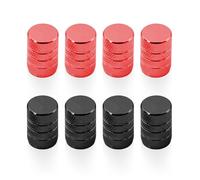 8 Pièces Bouchons De Valve De Pneu De Voiture, Bouchons De Valve De Pneu, Valves De Pneu Universelles, Bouchons Anti-Poussière De Pneu De Voiture avec Anneaux en Caoutchouc (Noir, Rouge)