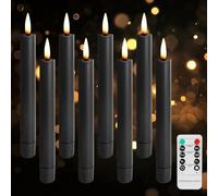 8 pièces bougies LED à tige avec fonction minuterie : bougies LED noires, Cierges de Noël sans flamme, bougies scintillantes avec télécommande, pour l'Avent, Noël, Halloween, décoration de mariage