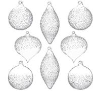8 pièces Boules de Noël Vintage Blanc Transparent Boule de Verre pendentifs et pendentifs Boules Ornement de Mercure déocre Noël Cintre décorations de Noël décorations de Noël