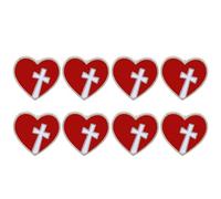 8 Pièces Broche Croix Cœur Rouge Chrétienne en Alliage Émaillé | Finition Polie et Émail Lisse, pour Veste, Chapeau, Mémoire, Membres D’église