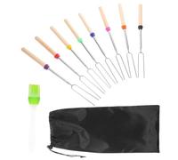 8 Pièces Brochettes à Griller Télescopiques en Acier Inoxydable | Longueur Réglable, Poignées Codées Couleur, Nettoyage Facile, pour Feu de Camp, Camping et Grillades
