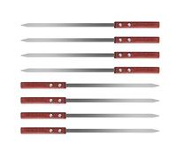 8 Pièces Brochettes pour Barbecue, Brochettes Plates Inox 40 cm, Manche en Bois, Pic Brochette Réutilisable pour Viande, Légumes, Crevettes, Grillades, Jardin, Camping, Pique-nique