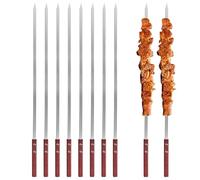8 Pièces Brochettes pour Barbecue, Brochettes Plates Inox, Manche en Bois, Pic Brochette Réutilisable pour Viande, Légumes, Crevettes, Grillades, Jardin, Camping, Pique-nique (60cm)