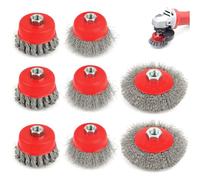 8 Pièces Brosse Métallique Meuleuse pour Perceuse Meuleuse D'angle, Brosse à Ffil Fileté avec Filetage M14, Brosse Meuleuse, Brosse Métallique Perceuse de 75 mm Et 100 mm pour Dérouillage Polissage