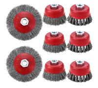 8 Pièces Brosse Métallique pour Perceuse Meuleuse D'angle, Brosse à Ffil Fileté pour Meuleuse D'angle avec Filetage M14, ,Convient pour le Meulage, l'ébavurage et la Rouille