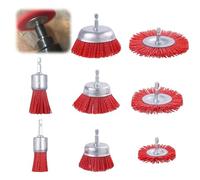 8 Pièces Brosse Nylon, Grattoir Peinture, Drill Brush, Brosse Nylon pour Perceuse Meuleuse D'angle pour Poncage Bois, Enlever Rouille, Corrosion, Peinture, Brosse Dremel