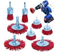 8 Pièces Brosse Nylon pour Perceuse, Brosse Perceuse avec Poignée 1/4 Pouce, Poils en Nylon pour une Bonne Finition, Elles ne Rayent Pas, pour Enlever la Rouille, la Peinture, Nettoyer les Bavures