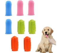 8 pièces brosses à dents pour chiens, brosse à dents pour chats à 360º, ensemble de brosses à dents en silicone pour le nettoyage des dents adapté pour chiens chiots chats et petits animaux