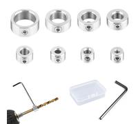 8 Pieces Butée de Profondeur, Foret Profondeur Butée Anneau Colliers avec Clé Hexagonale Bagues de Butée de Profondeur pour Installation de la Goupille Perçage Précis(3/4/5/6/8/10/12/16 mm Argent)