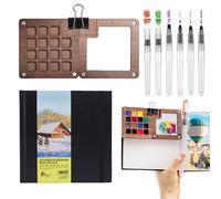 8 Pièces Carnet Aquarelle Mini Palette Aquarelle 6 Pinceau Aquarelle Pocket Artist Watercolour Travel Set Palette d'Aquarelle Portable Nano Palette Watercolor Mini Watercolor Palette pour l'Aquarelle