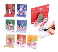 8 Pièces Cartes de noël 3D, pop-up Carte de Vœux Noel avec Enveloppes, Voeux Noel Carte Cadeau Voeux pour Enfants Amis Famille