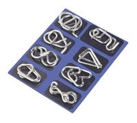 8 Pièces Casse Tete Metallique, Jeux Casse Tête Metal, Métallique Wire Set Mini IQ Puzzle, Esprit Test Jeu Educatif Logic Jouet Classique Cadeau pour Adulte et Enfant (Bleu)