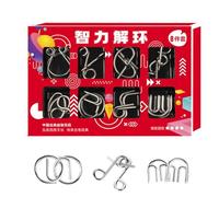 8 Pièces Casse Tete Metallique, Metal Brain Teaser Puzzles Ring Educational Toys, Test Jeu Educatif Logic Jouet Classique Cadeau pour Adulte Et Enfant