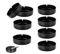 8 pièces cendrier noir en acier noble, cendrier en acier noble noir pour balcon bureau intérieur balcon fêtes intérieur extérieur (8cm)