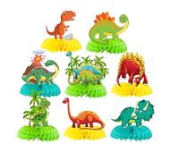 8 Pièces Centres de Table en Nid d'abeille en Forme de Dinosaure,Décorations de Fête sur le Thème des Animaux de la Jungle et du Safari,Décorations de Table Prénatale pour Enfants Anniversaires Fête