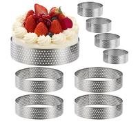 8 Pièces Cercle a Tarte Perforé en 430 Acier Inoxydable, Ø 6cm+8cm Anneaux de Tartes, Cercle Perforé Patisserie Cercles à Tartelette, Moule à Tartes Pâtisseries Mini Gâteaux Mini Pizzas Muffins