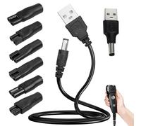 8 Pièces Chargeur de Rasoir,5V USB Chargeur de Rasoir Câble Universel,Câble D'alimentation USB avec 6 Connecteurs Adaptateurs pour électriqu pour Une Variété Rasoirs/Purificateurs/Table Lampes.