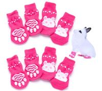 8 pièces Chaussettes pour Animaux de Compagnie antidérapantes Doux Chaud Mignon sécurisé Lapin Chaussettes avec poignée pour Plancher de Bois Franc intérieur Moyen