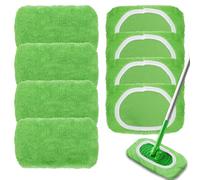8 Pièces Chiffons Réutilisables pour Swiffer Balai, Lingettes de Sol Humides avec Haute Absorption de l'eau et de la Saleté, Chiffons de Rechange pour Une Utilisation Humide et Sèche, Vert