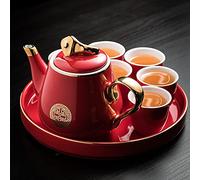 8 pièces Chine service à thé adulte service à thé rouge mariage vaisselle avec plateau à thé décoration cadeau de mariage