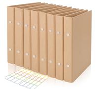 8 Pièces Classeurs A5 en Papier Kraft, 2 Anneaux Classeur Rechargeable Couverture de Reliure à Anneaux A5, 17,5x23,5cm, avec 2 autocollant, pour L'écriture Créative, Documents de Travail,Notes D'étude