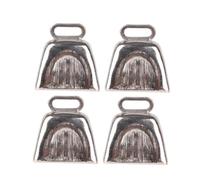 8 Pièces Cloche à Vache Argentée avec Poignée, en Fer, Portable | Alimentation, pour Appel au Marché, Attention du Public, Usage Extérieur, Mariages, Organisateurs