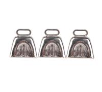 8 Pièces Cloche à Vache Argentée avec Poignée, Son Clair | Fer, Format Portable, pour Football et Fêtes, Accessoire D’appel pour Proches ou Amis, Volume Fort