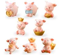 8 Pièces Cochons Porte-Bonheur, Figurine Miniature de Cochon pour la Décoration de Cadeaux de Micro, Paysage pour la Décoration de la Maison Ornements de Statue