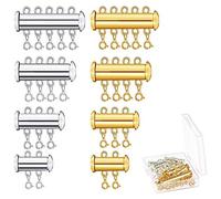 8 Pièces Collier en Couches Fermoir, 4 Tailles Multi Brins de Fermoirs Collier Prolongateurs de Chaîne Avec Boîte de Rangement Pour La Fabrication de Bijoux Bricolage (Or et Argent)