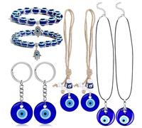 8 Pièces Collier Mauvais œIl Mauvais œIl Bleu Bracelet Mauvais œIl Collier Pendentif de Mauvais œIl Pendentif Oeil du Diable Porte-Clés pour Détecter le Mal, la Décoration ou Les Cadeaux