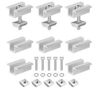 8 Pièces Connecteurs de Fixation pour Panneaux Solaires Aluminium,Attaches Centrales pour Modules 30-35mm,Anodisation 10 μm - Incl. Vis M8*35 et Écrous Coulissants - Pour supports photovoltaïques