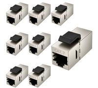 8 Pièces Coupleur Keystone RJ45 Cat7 10 Gbps, RJ45 Cat7 Blindé 600 MHz | Module Keystone Réseau Connecteur Ethernet Femelle vers Femelle pour Panneau de Brassage, Prise Murale et Prolonger Câbles
