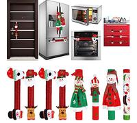 8 Pièces Couvercle de Poignée de Porte de Réfrigérateur de Noël Couvert de Poignée d'Appareil de Cuisine de Bonhomme de Neige Père Noël Décorations pour Four Micro-Ondes Frigo Protecteur de Poignée