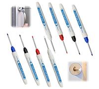 8 Pièces Crayon Menuisier Chantier Trou Profond, Marqueur Indélébile Noir Blanc Rouge Bleu, Crayons Charpentier à Pointe Fine de 30 mm, Stylo Chantier Pour Dessin Fabrication Gravure Travail du Bois