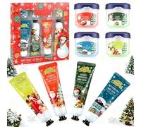8 Pièces Creme Main Noel Set, 4 Pièces Coffret Creme Main+4 Pièces Baume a Levre, Christmas Hand Cream, Coffret Crème de Mains, Absorption Rapide, Cadeaux de Noël pour Mère Femme et Collègues