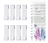 8 Pièces Crochet et Radiateur Rond, Crochet pour Radiateur Salle de Bain, Seche Serviette, Porte Serviette Blanc