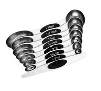 8 Pièces Cuillères à Mesurer Double Tête en Acier Inoxydable Noir | Mesure Précise, Tête Ronde et Conception Antirouille, Pose à Plat Plan de Travail, Cuisine et Pâtisserie