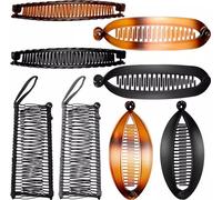 8 pièces de banane pince à cheveux Kit, Clincher peignes portables, Grand Vintage Banana Clips peigne outil, double peignes Clip Claws Set Contiennent 4 styles