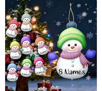 8 pièces de décorations de Noël personnalisées avec bonhomme de neige et nom - Décoration personnalisée pour Noël 2025 pour ornement de sapin de Noël pour nom de famille, amis