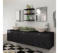 8 pièces de mobilier de salle de bain et lavabo Noir Noir G