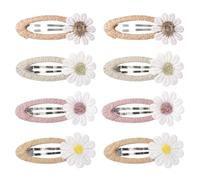 8 Pièces De Petites Pinces À Frange Marguerite, Pinces À Cheveux Fraîches Et Mignonnes, Pinces À Cheveux Cassées Pour Filles, Accessoires Pour Cheveux Floraux.