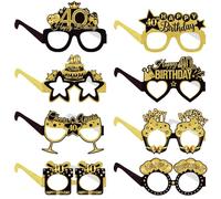 8 Pièces Décoration de Lunettes de Fête D'anniversaire,40e Anniversaire Décorations de Fête,Drôle de Papier Anniversaire de Décoration de Lunettes,Anniversaire Photo Accessoires pour Les Femmes Hommes